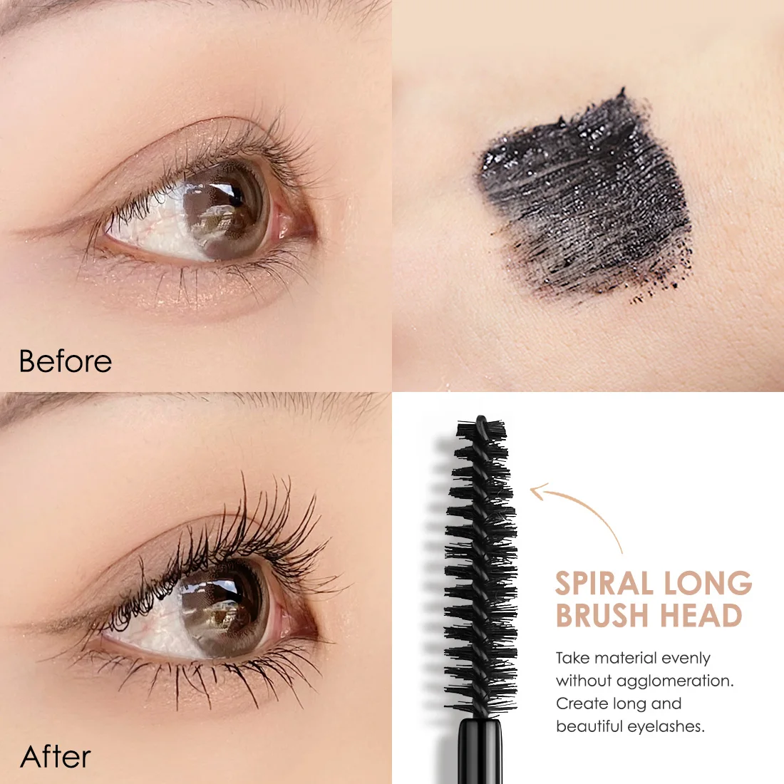 CARSLAN Multi Wirkung 3D Mascara Curling Volumen Wimpern Dicke Verlängerung Wimpern Verlängerung Wasserdichte Lange-tragen Make-Up