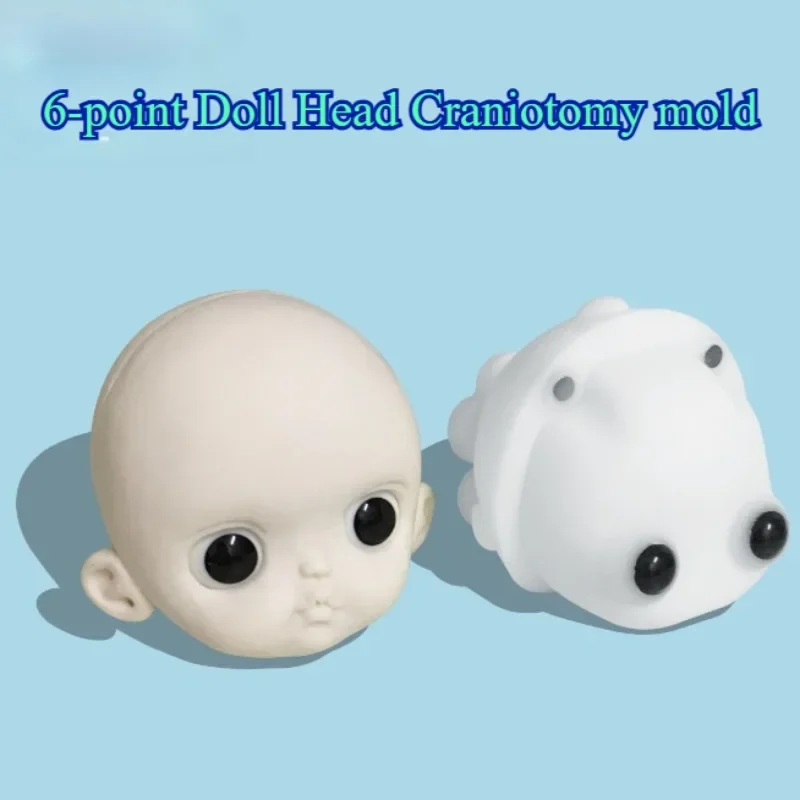 6points Doll Head Resin Craniotomy Mold Round Shell DIY Handmade Doll/anime Cartoon Character Head Contour Forming Clay Molds