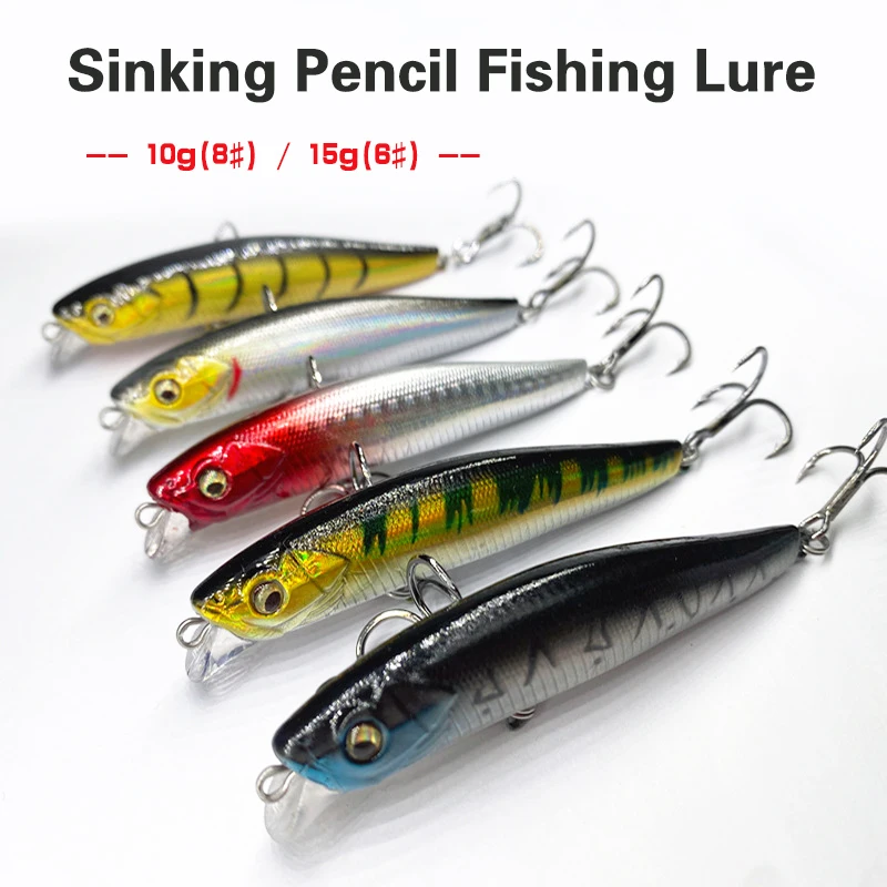 2PCS Thrill Stick Fishing Lure 10g 7.5cm/15g 8.5cm Sinking Pencil Long casting Shad Minnow Artificial Bait Pike Lures Tackle