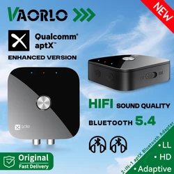 Bluetooth 5.4 Audio Transmitter Receiver aptX-Adaptive/HD/LL 3.5MM AUX RCA 2 in 1 Multipoint Wireless Adapter Hifi Stereo Music