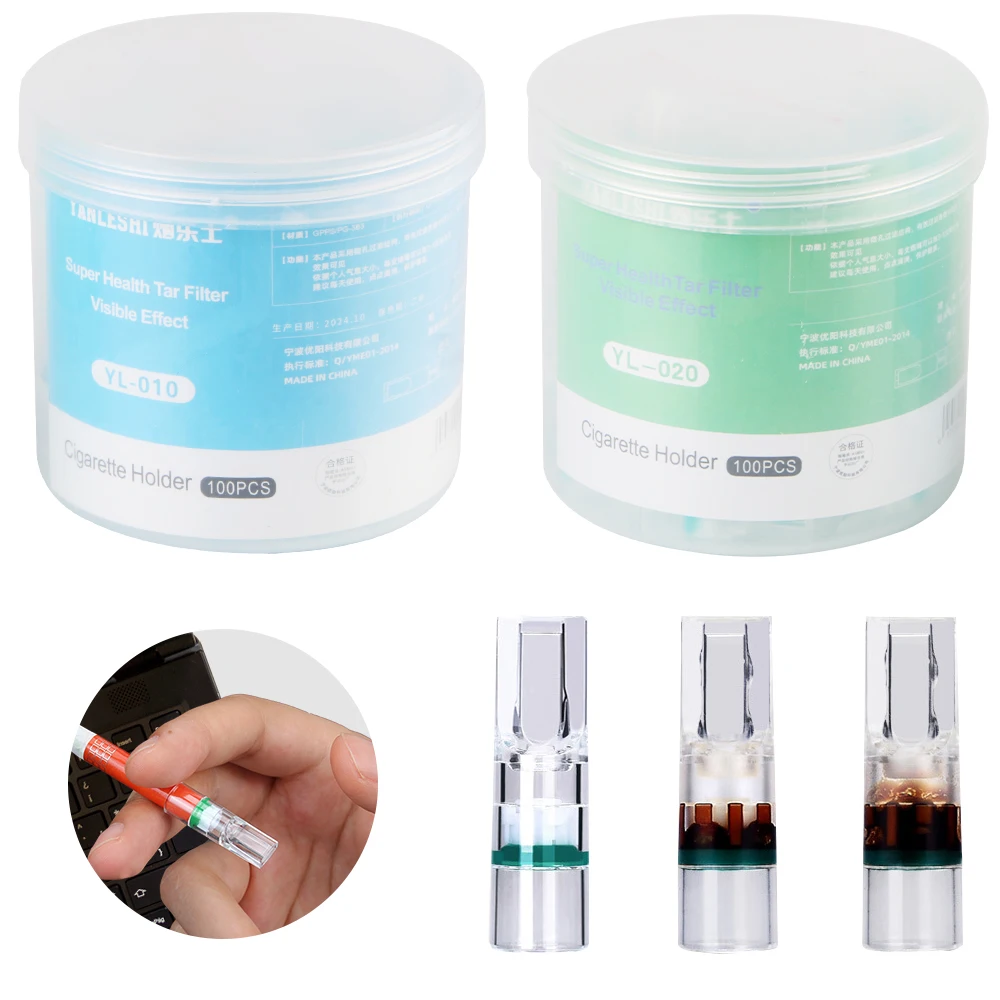 Tobacco Cigarette Filter Smoking Reduce Tar Filtration Disposable Cigarette Cleaning Holder Converter 100pcs Smoking Accessories
