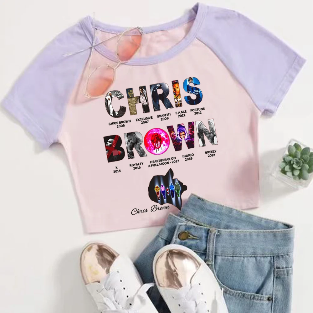 2026 Chris-Brown Eclipse Tour Crop Tops T-Shirt Girls Fashion Women O-Neck Short Sleeve