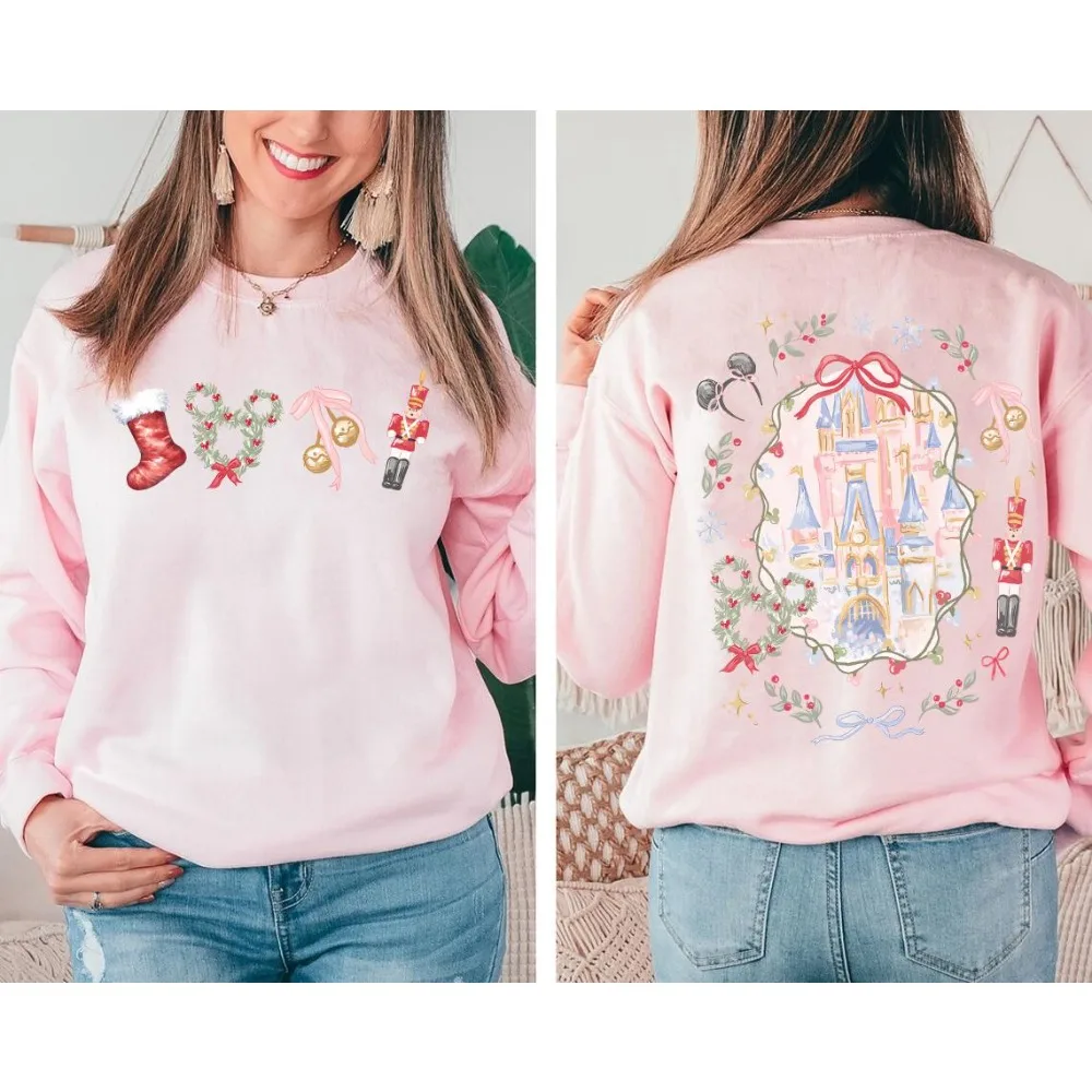 ديزني كوكيت القوس عيد الميلاد ميكي كسارة البندق ماجيك كاسل البلوز للجنسين الخريف / الشتاء طاقم الرقبة البلوز #2