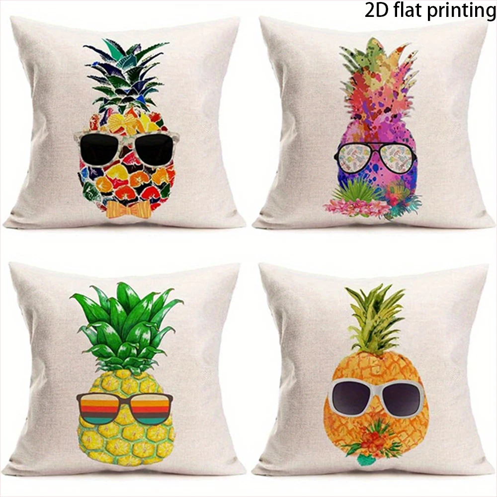 1/4PCS Pineapple Tropical Throw Pillow Covers ,Suitable for beds, sofas, lounge chairs, home decoration.