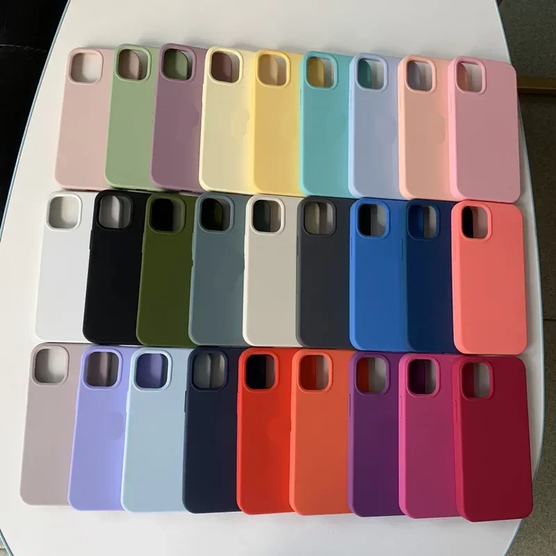 Fundas de silicona oficiales originales para iPhone 16 15 12 14 13 Pro Max 15 16 Plus funda con logotipo para Apple iPhone 11 14 15 16 Pro