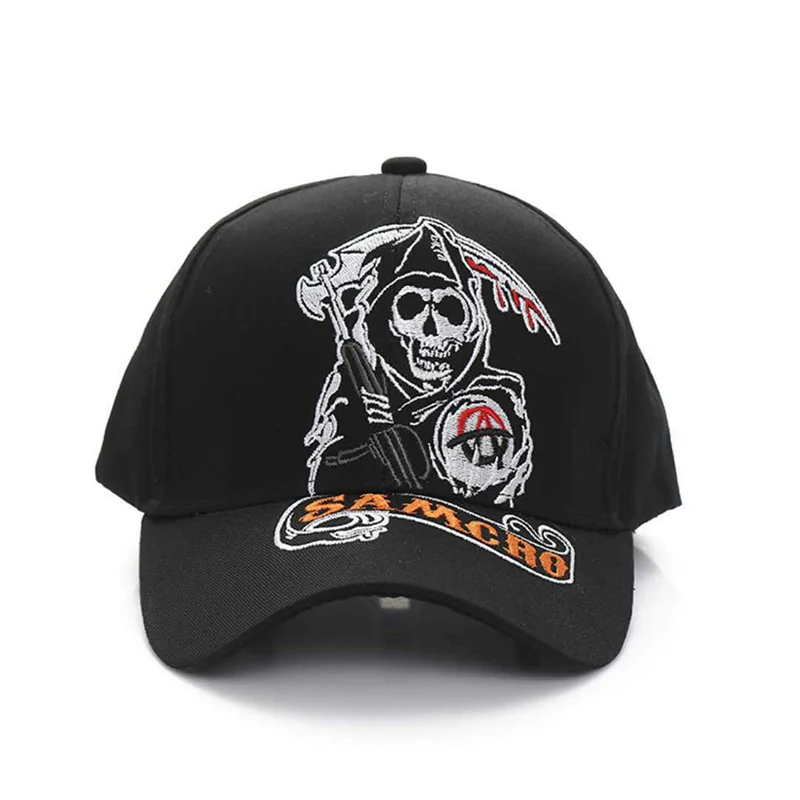 New Arrival Men Women Baseball Cap SOA Sons Of Anarchy Anime Snapback Skull Embroidery Hip Hop GP Moto Racing Sport Dad Hat H043