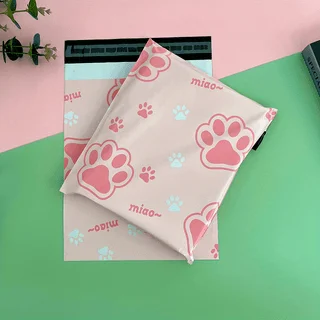 10Pcs Thickened Cat Paw Poly Mailers, Waterproof Self Adhesive Shipping Bags, Tear Resistant Logistics Packaging Pouches 25.5*37