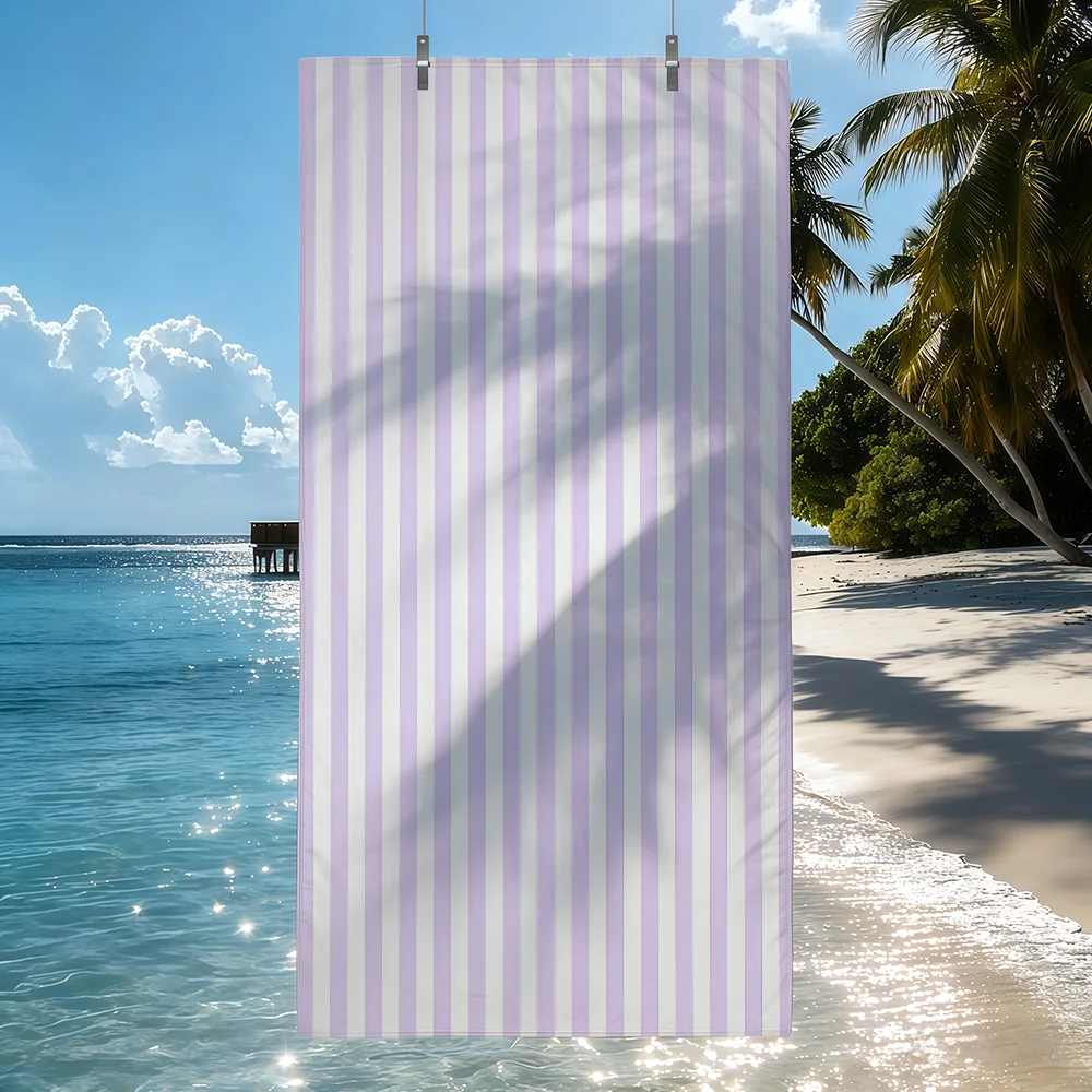 Purple stripes Towel Sports Quick Dry Travel Camping Sandproof Soft Light Large Beach Towel