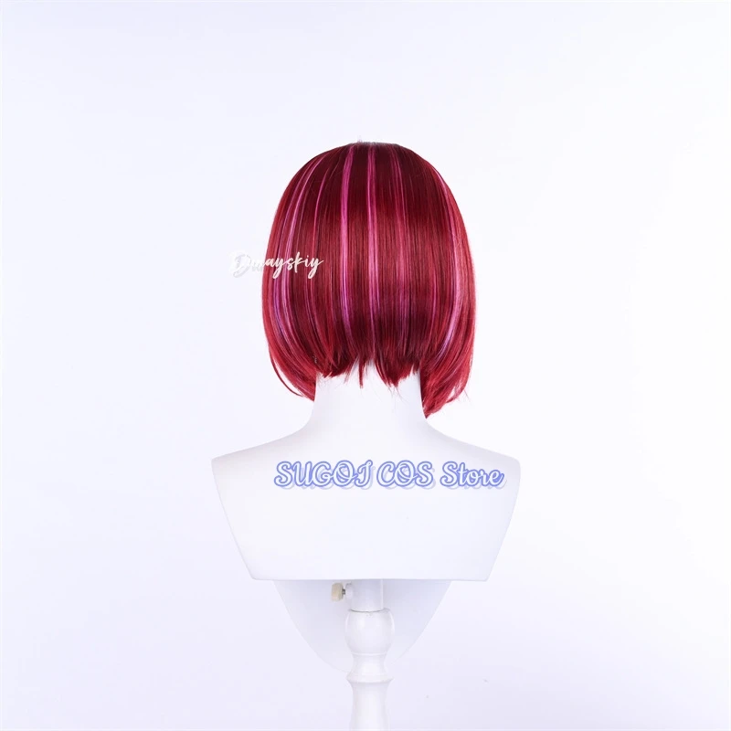 Oshi no KoMem-Cho Arima Kana Maid Ver. مجموعة ملابس خادمة القطة الأنيمي مع شعر مستعار بذيل الأذن لعيد الهالوين/الحفلة على الطراز الوردي اللطيف