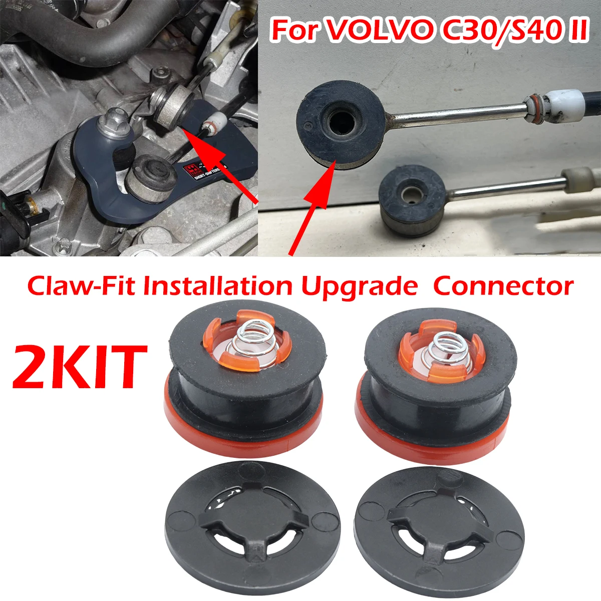 

2ki For VOLVO C30 2010 S40 II 2016 2017 2018 Gearbox Shifter lever Selector Adapter Grommet Repair Cable Linkage End Rod Bushing
