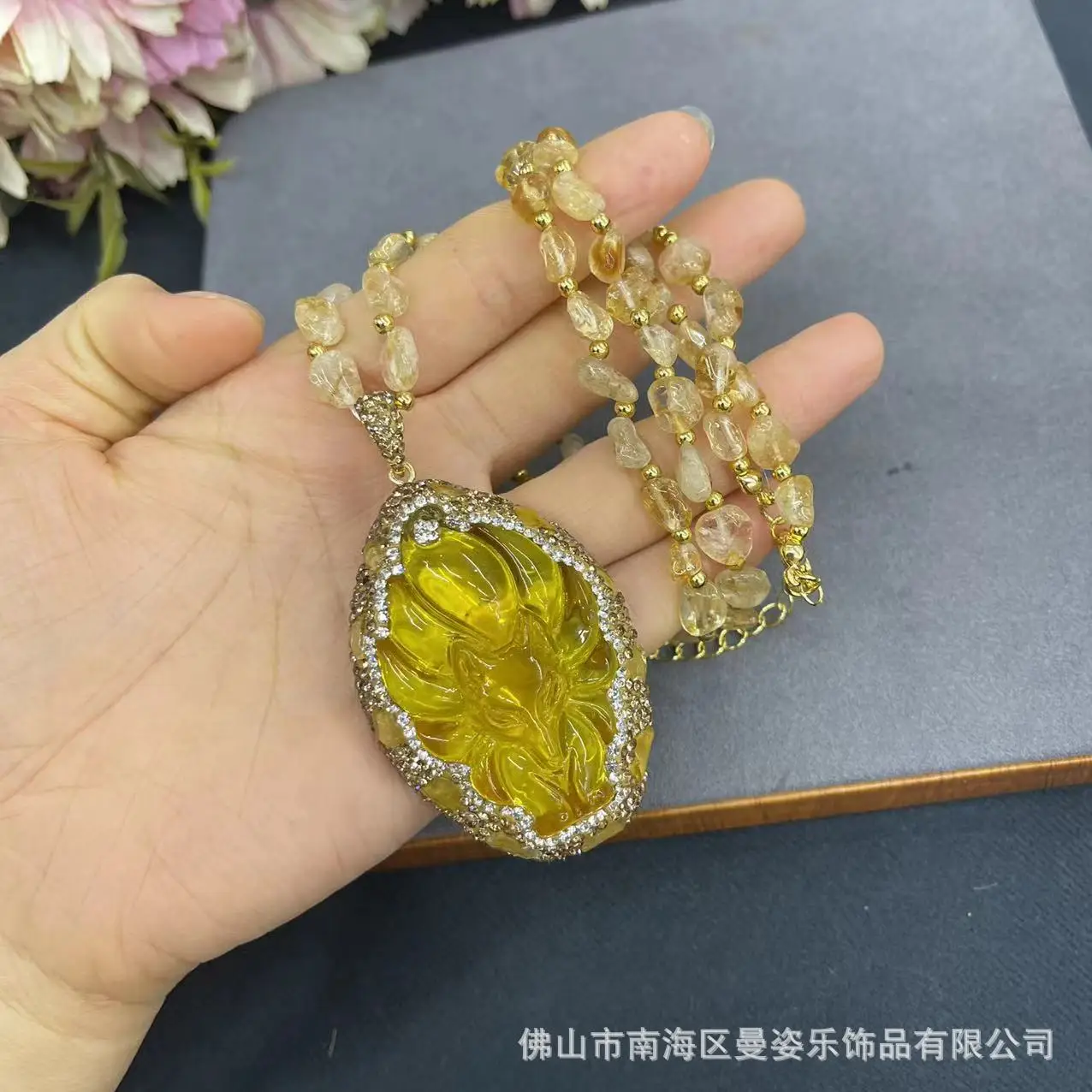 DIY accessories New original glazed nine-tailed fox natural stone necklace autumn and winter sweater chain new Chinese niche jew