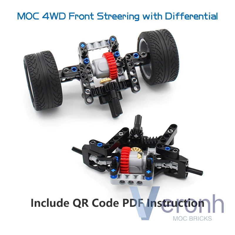 MOC – mécanisme de voiture de haute technologie 4WD, 51 pièces, ensemble de système de tendeur de Suspension avant différentielle, blocs de construction, briques techniques