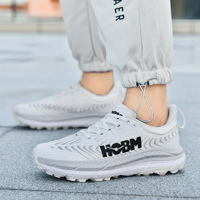 New Lace-up Professional Marathon Running Shoes Men's Shock-absorbing Elastic Breathable Light Sports Shoes Fashion Sneakers