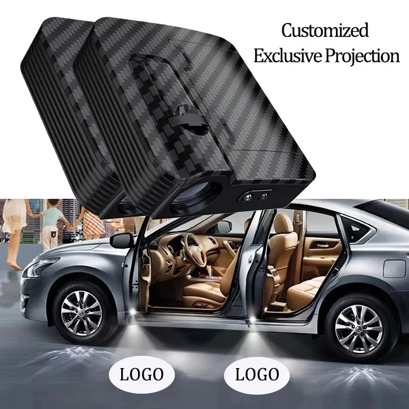 Projetor de Logotipo Personalizável para Portas de Carro, Universal para Modelos de Veículos, Luzes de Cortesia LED Sem Fio, Acessórios para Carro