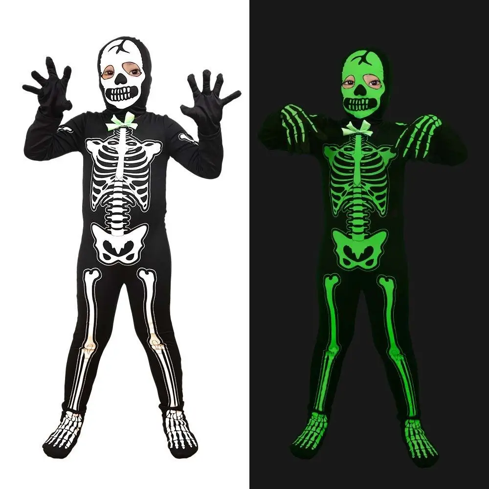 Dress Up Costumes Halloween Skull Costume Hooded Doll Role-playing Children Cosplay Costume Clothing Props Cartoon Design