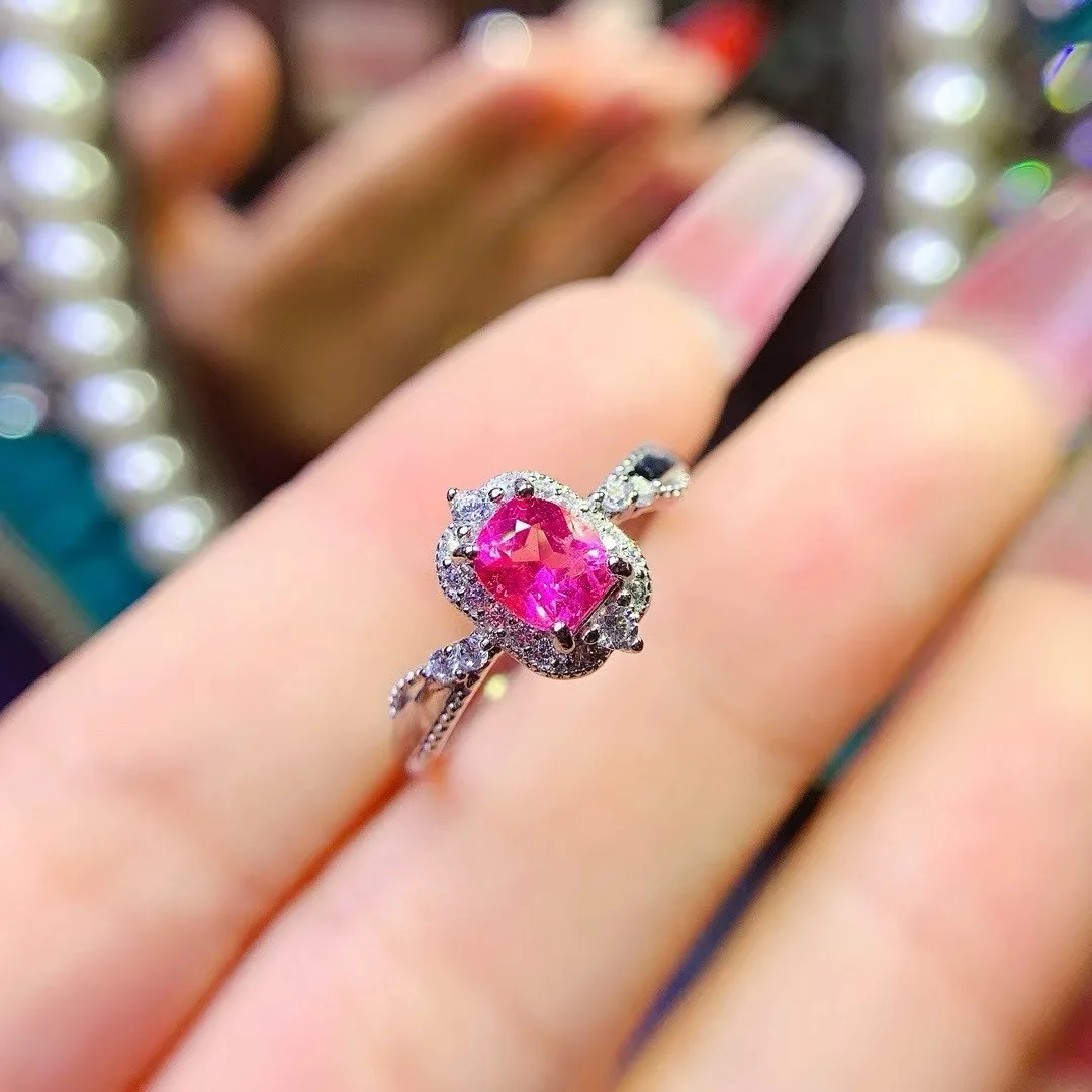 KJJEAXCMY High End Women's Ring Natural Spinel S925 Silver with Electroplating Boasting High Clarity Full Brilliance Gift