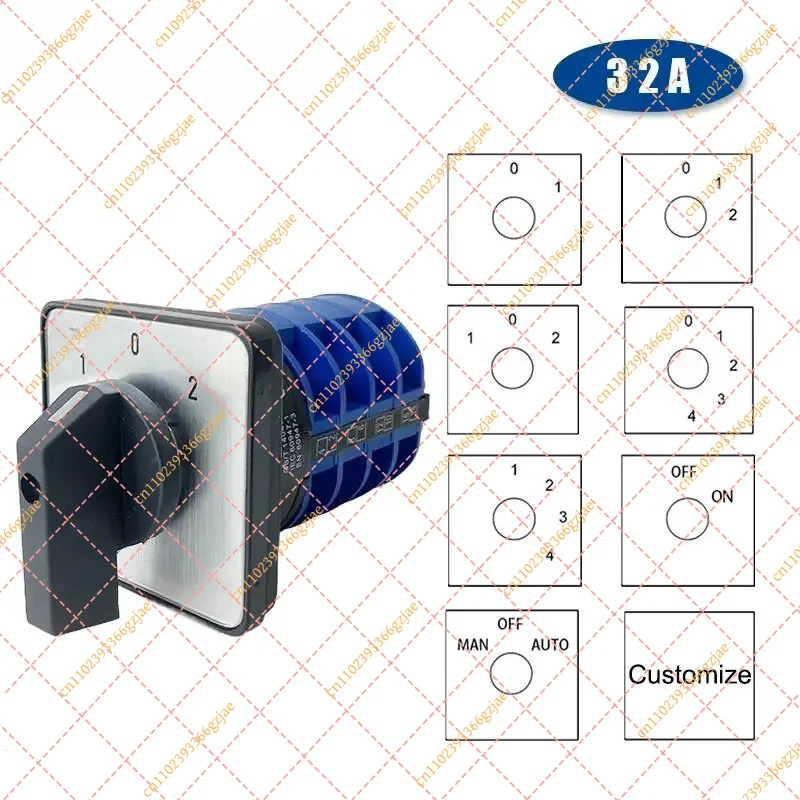 LW26 YMW26-32/4 Rotary Changeover Main Switch 4 Pole 32A 660V 16 Terminal Screw Selector Universal Cam, Replacement Part