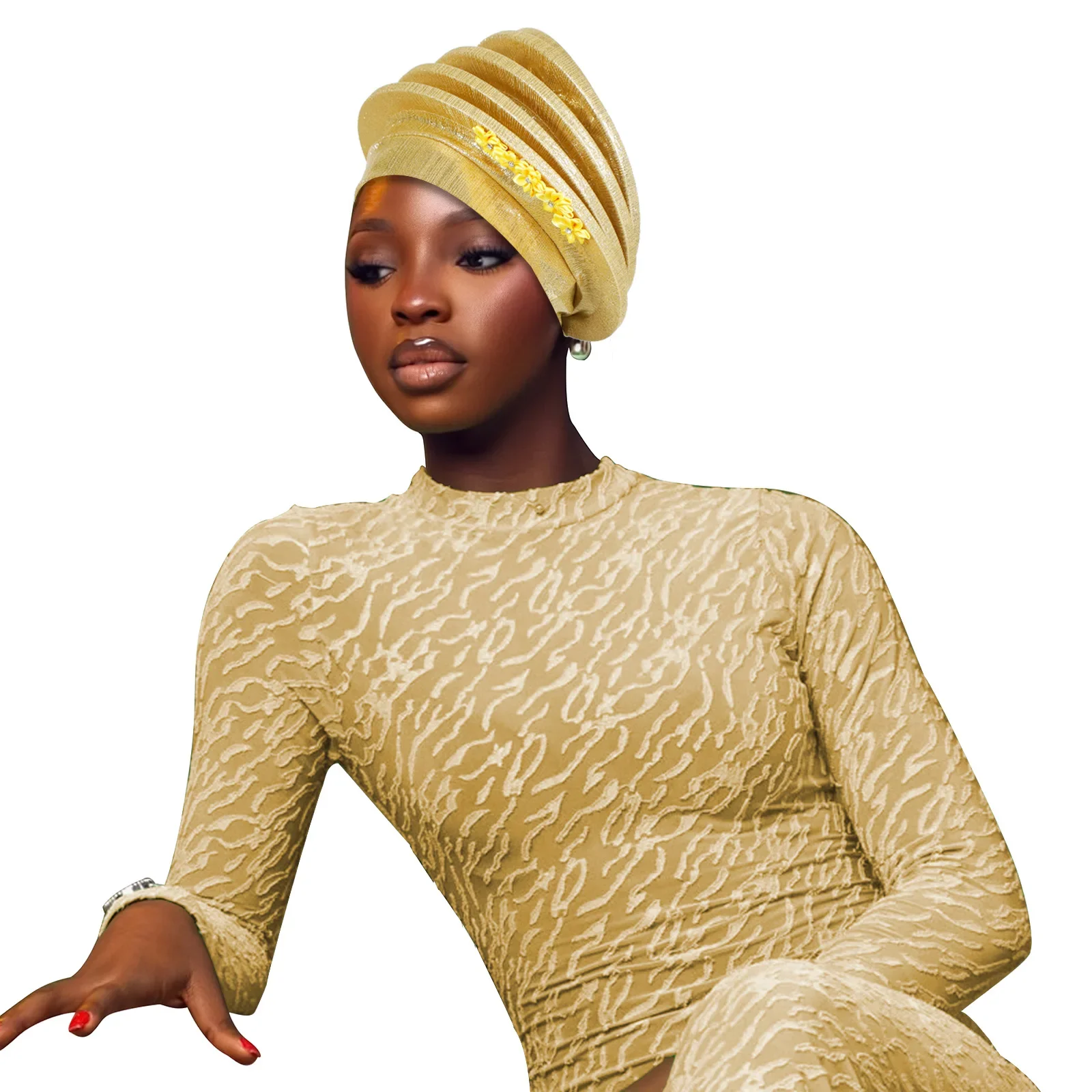 دوامة قبعة عمامة للنساء الأفريقية السيارات جيلي نيجيريا ربطة الرأس زهرة حفل زفاف رئيس التفاف صنع بالفعل الحجاب بونيه قبعة