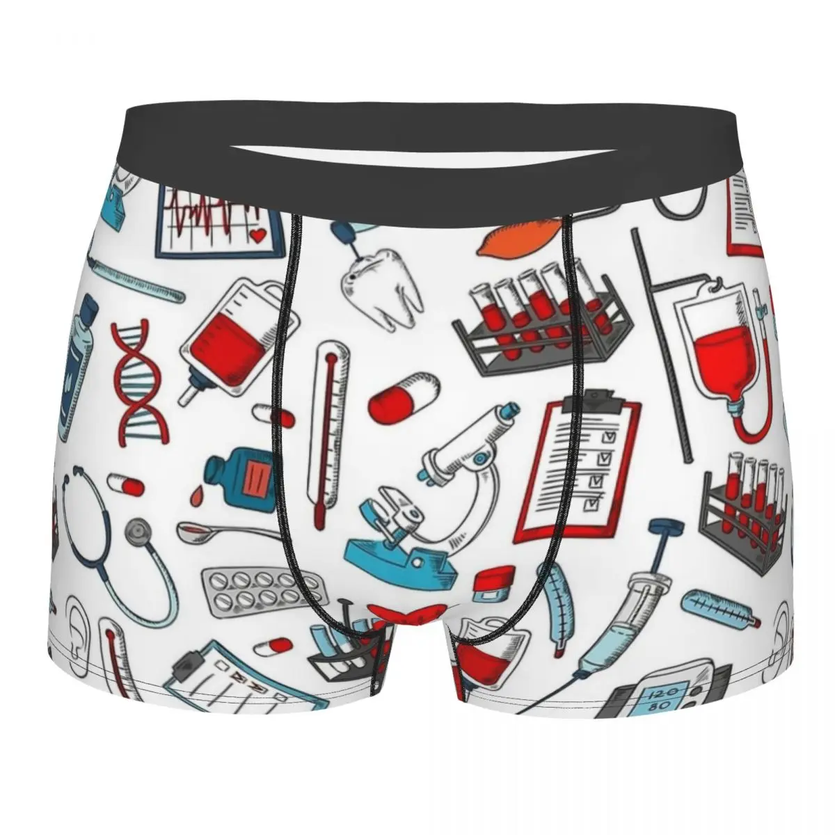 Men Nurse Tools Cartoon Long Underwear Funny Boxer Shorts Panties Homme Soft Underpants