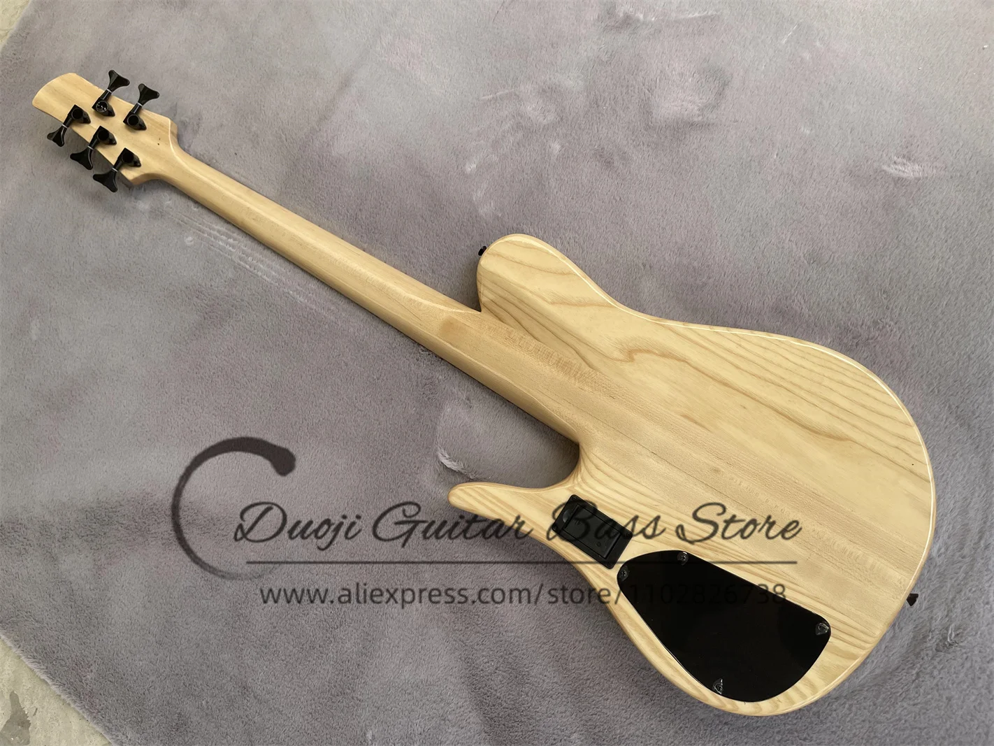 5 String Bass Guitar Ash wood body Spalted Maple Top Maple Neck Active Battery Black Bridge Fod Bass