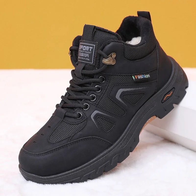 

Winter 2025 New Men's Casual Cotton Shoes with Thick Lining for Outdoor Hiking, Keeping Warm, Anti Slip and Wear-resistant