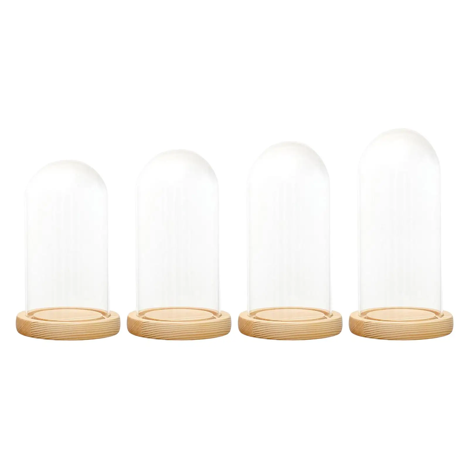 Clear Dome Cloche with Wood Base for Wedding Centerpiece Party Flower Cover Pedestal Showcase