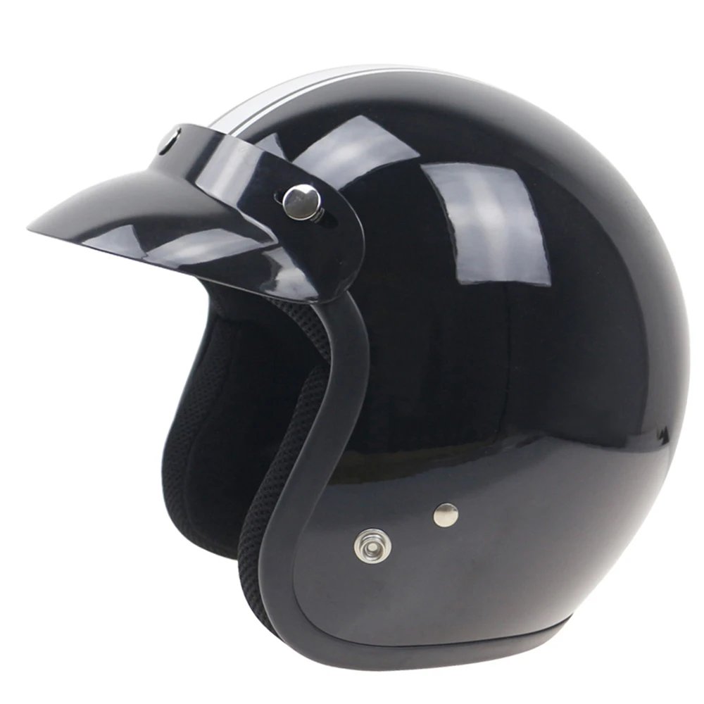 Universal Black 3-Snap Motorcycle Helmet Peak Lens Open Face Sun Shade Visor Shield