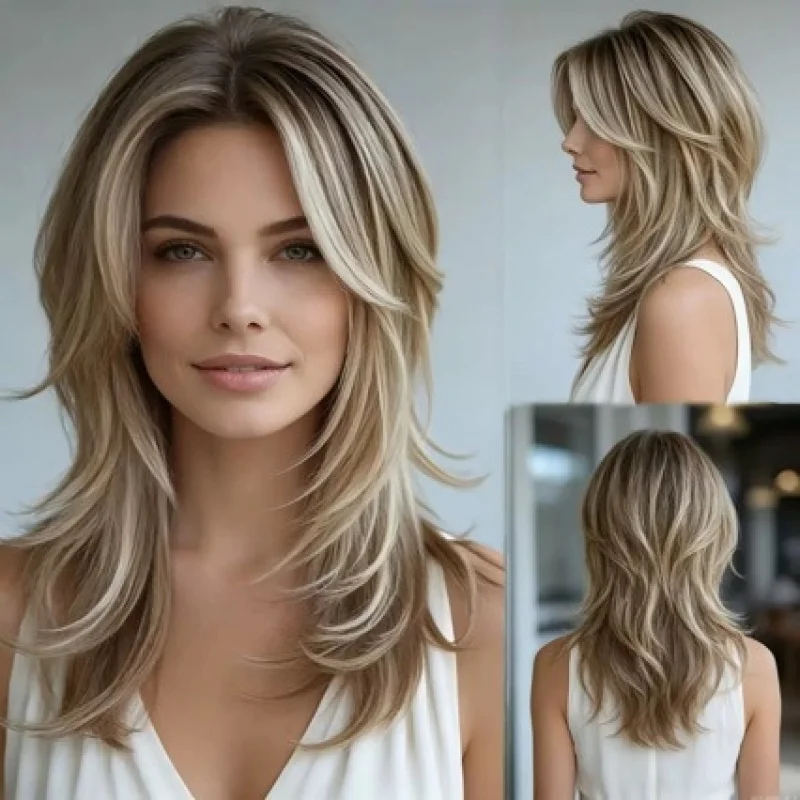 New European and American style bob for women, short curly layered synthetic hair wigs