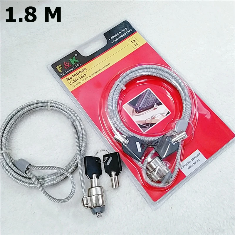 1.8m Laptop Lock Notebook Laptop Computer Lock Security Security China Cable Chain With Key Notebook Pc Laptop Anti-Theft Lock