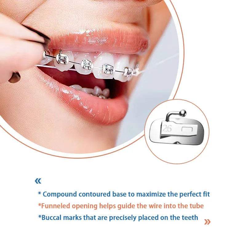 Tubo bucal de ortodoncia Dental, 20 juegos por 80 Uds., individual, 1.a y 2.a Molar, Base de malla no Convertible, Roth/MBT