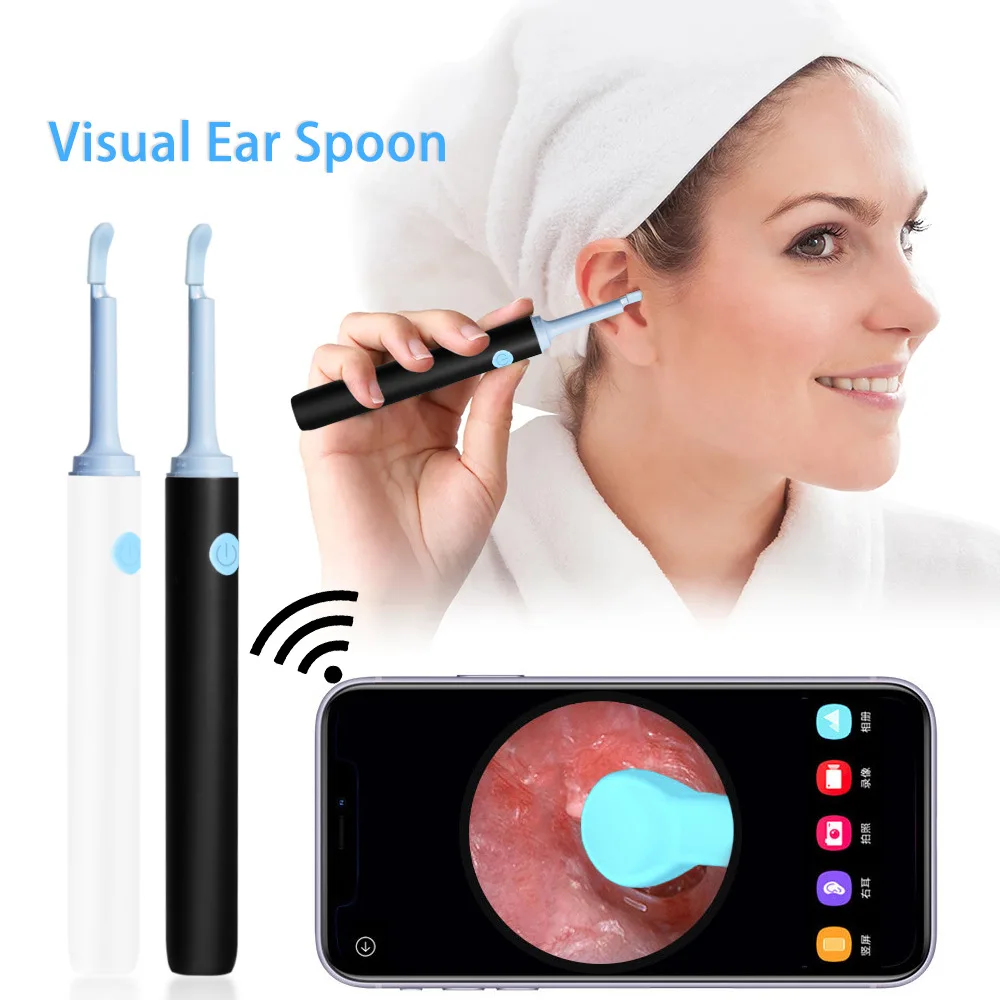 3.9mm Wireless Smart Camera Wifi Visual Ear Wax Cleaner Spoon Endoscope Otoscope Earwax Removal Earpick for Android iPhone B1