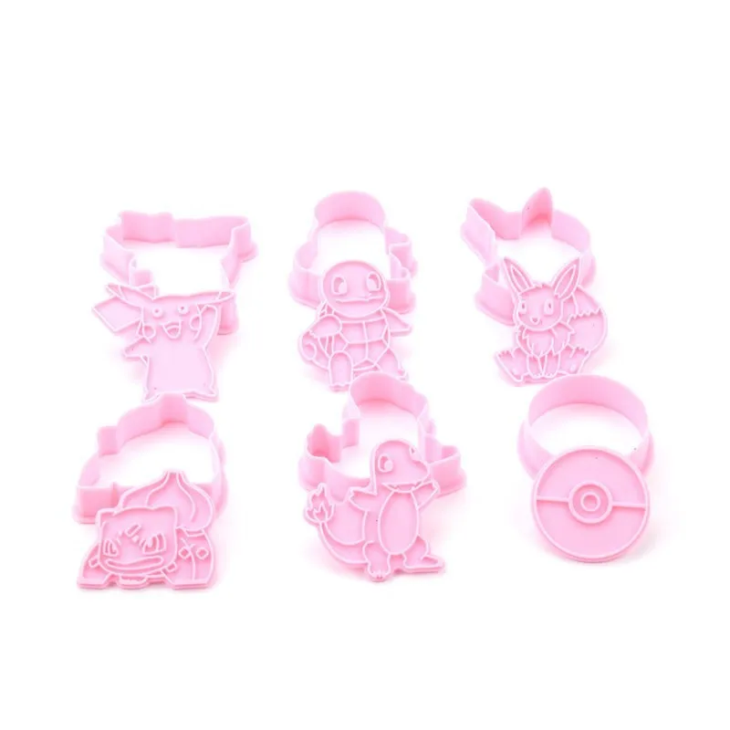 6pcs/Set Pokemon Figures Cookie Cutters Cartoon DIY Bakery Mold Biscuit Press Stamp Embosser Sugar Pasty Cake Mould Toys