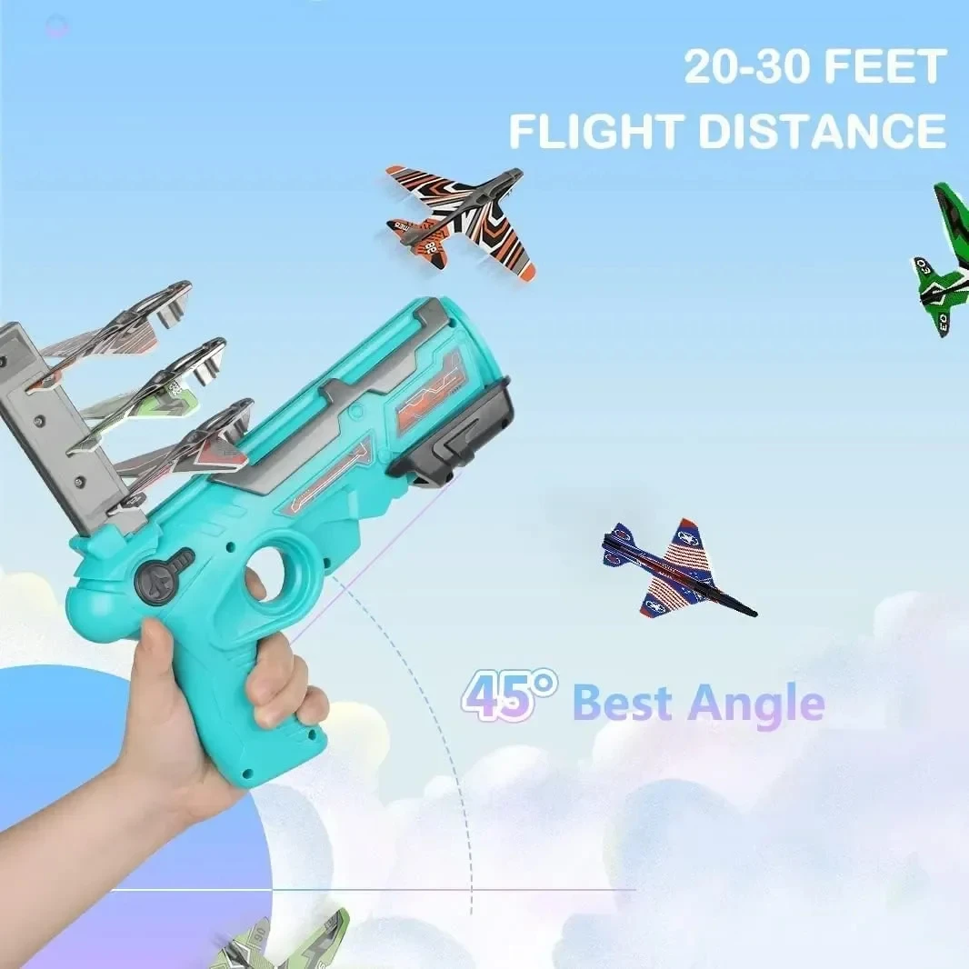 Ejection Aircraft Shooting Game Outdoor Parent-child Sports Toy Boy Gifts Shooting Aircraft Set Plastic Airplane Toys for Kids