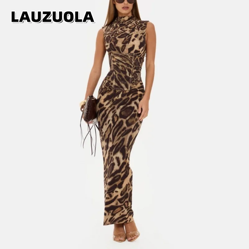 waist trainer under bodycon dress 2 Piece Women Drawstring And Sleeveless 2026 New Summer Fashion Leopard Print Party Long Dresses Japan Samurai Warrior