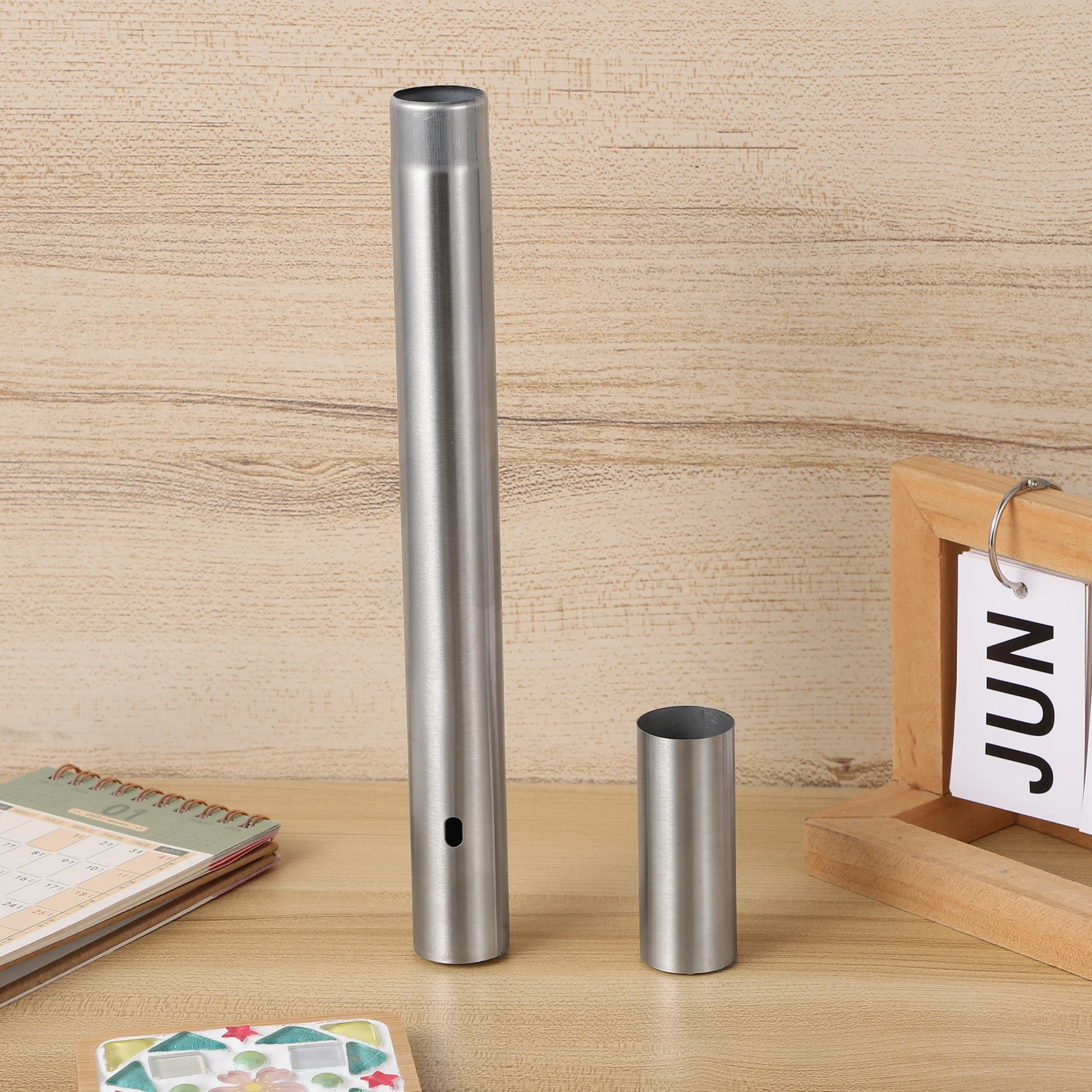 

Stainless Steel Certificate Tube Holder File Organizer Decorative Cylinder Box Birth Certificate Protector Sleeve for Diploma