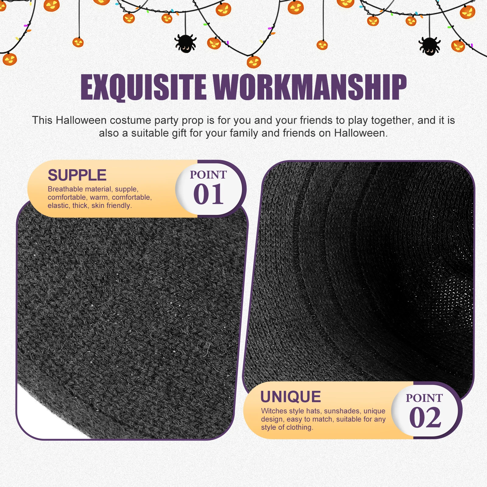 

Halloween Witch Hat Costume Accessories Foldable Cotton Party Supplies Adult Female Gift Masquerade Carnival Decor Stage