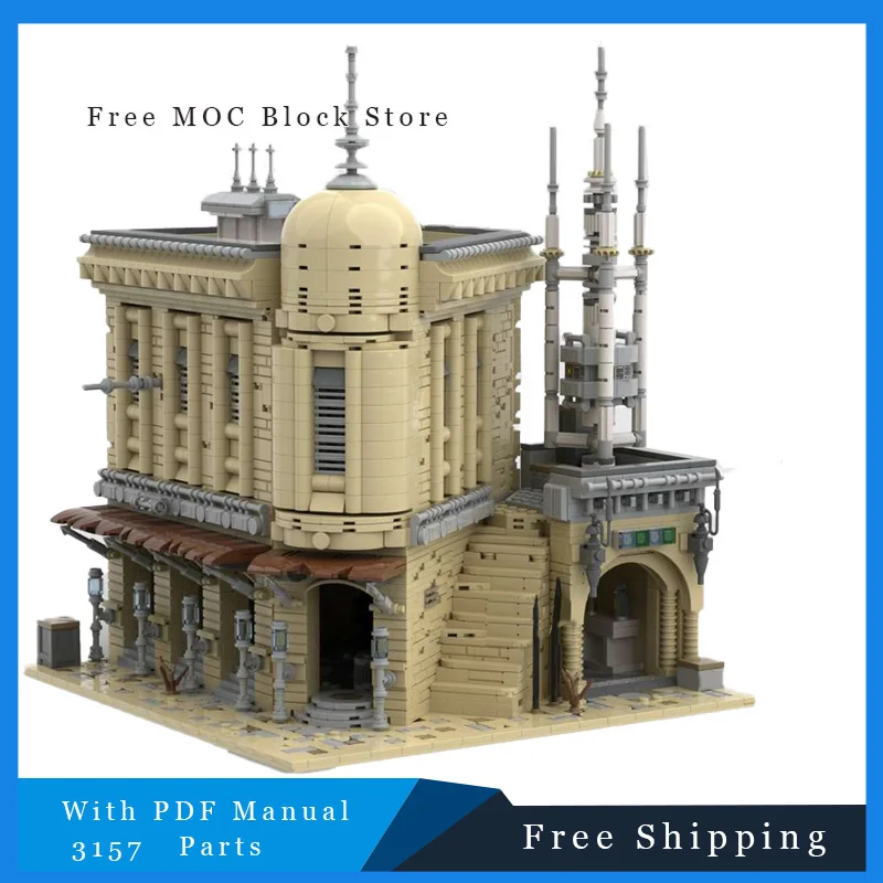 

MOC DIY 3157, детали, космическая битва SeriseTatooine, версия бутикового отеля, изготовленная на заказ образовательная сборка, головоломка, детский подарок на день рождения