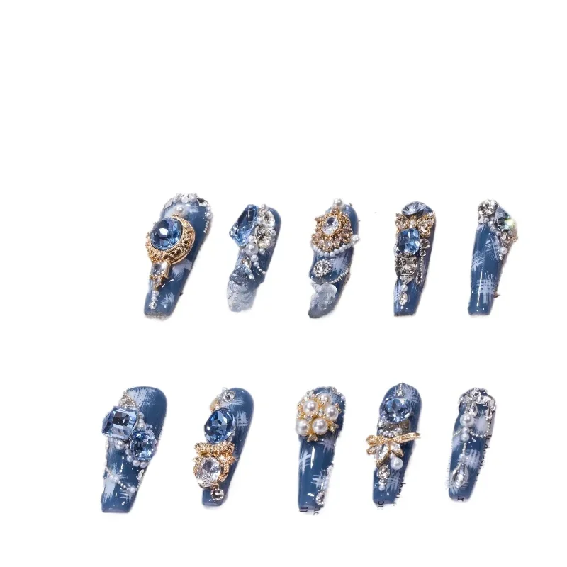 

Dongzhou crystal pure hand-worn armor, luxury inlaid zircon steel ball manicure