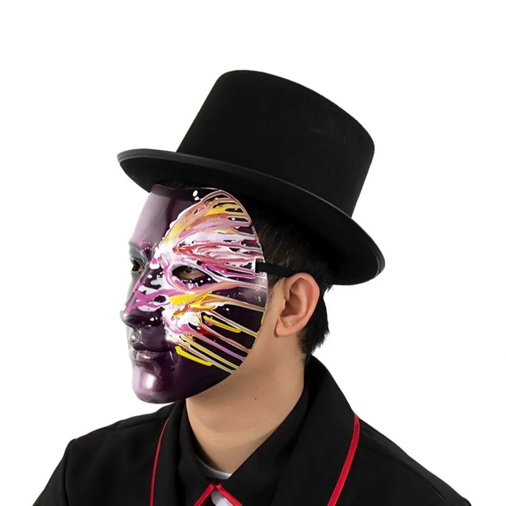 Fancy Plastic Phantom Paint Face Mask Colorful Flowing Halloween Mask Eye Mask Cosplay Prom Props Full Face Mask Show