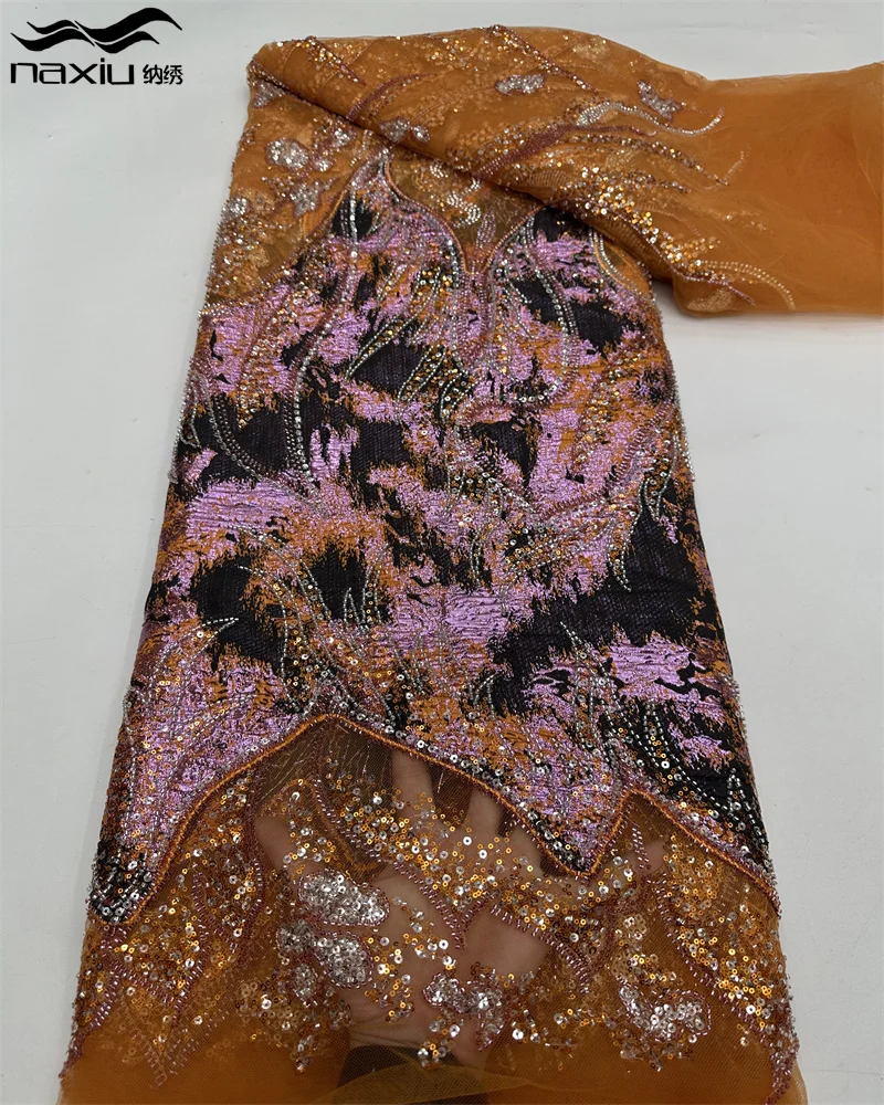 

Madison African Sequins Tulle Lace Fabric High Quality Lace Nigerian Beaded Lace Fabric French Laces for Party Dress Sewing