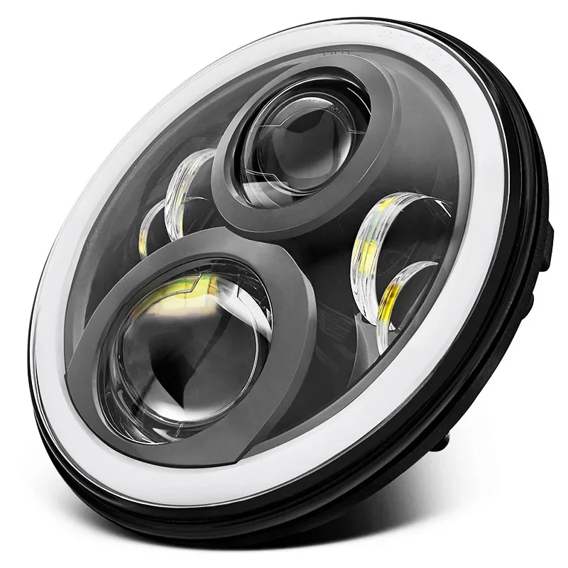 7-inch LED Headlights with Angel Eyes RGB Lens,High/Low Beam for Jeep Wrangler, Universal Car Lighting Upgrade,Bright Waterproof