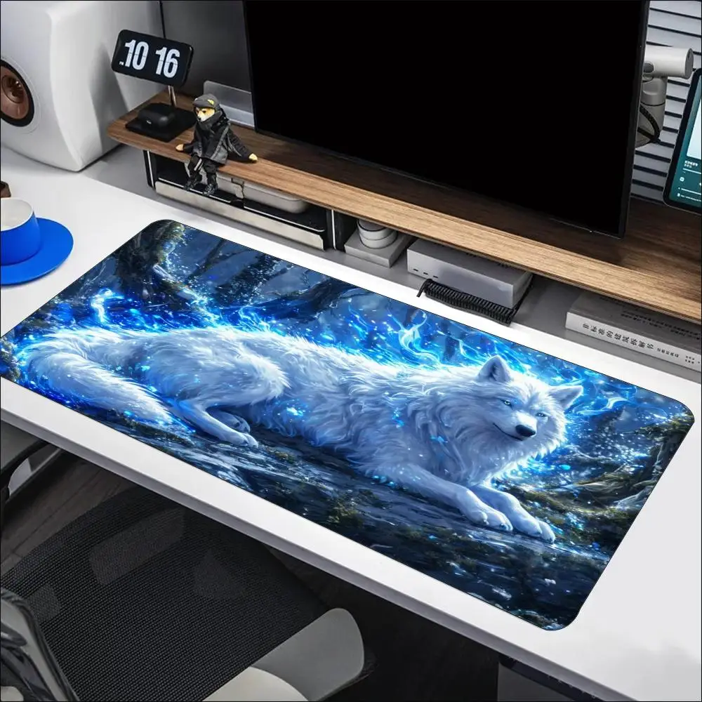 Mystical Galaxy Wolf Fantasy Forest Art Non‑Slip Rubber Mouse Pad For Accurate Mouse Control Gaming Laptop Desktop Work