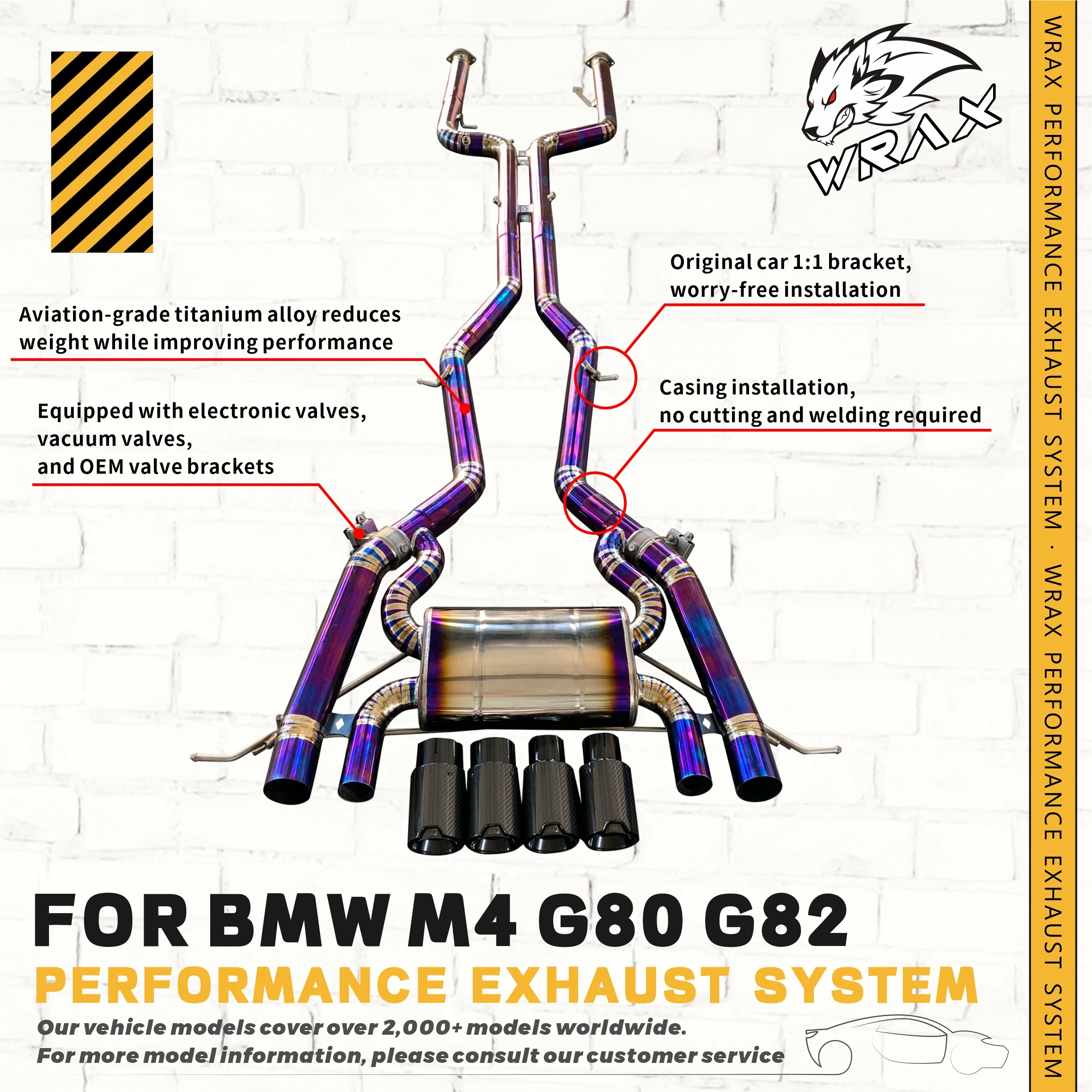 

WRAX Sports catback For BMW M4 G80 G82 Aggressive Sound High Flow Performance Upgrade car accessories Direct Fit Replacement