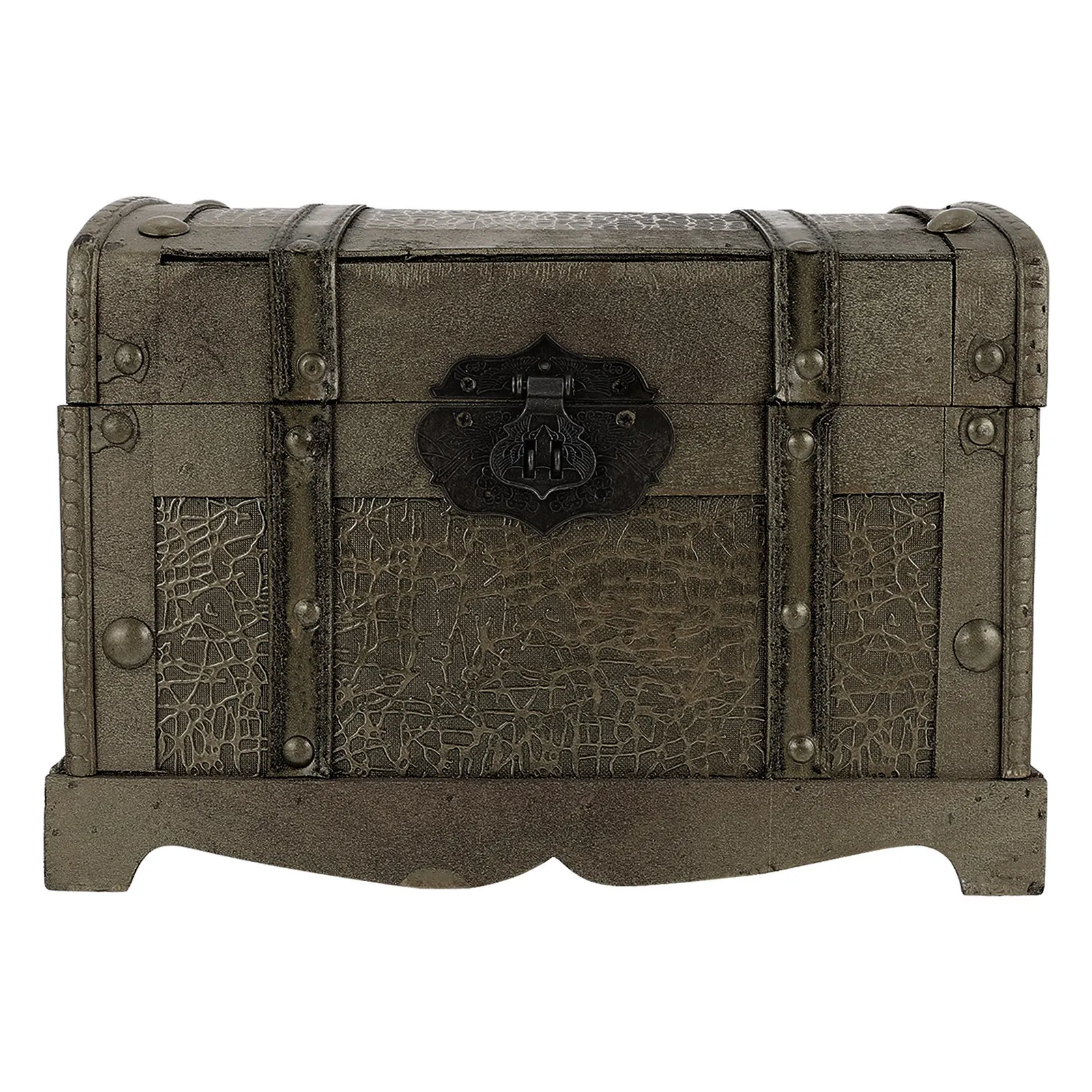 Vintage Wooden Pirate Treasure Chest Storage Box with Lock Retro Jewelry Trinket Storage Collectibles Organizer Home Decor Gift view 4
