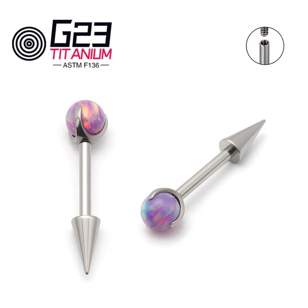 G23 التيتانيوم الداخلية الخيوط أوبال جوهرة شقة الظهر الأذن مربط الزنمة الغضروف اللولب القرط ثقب المجوهرات