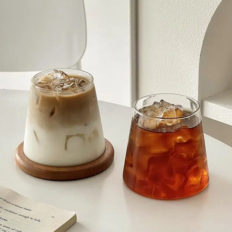 Taza de cristal transparente Hign, tazas para bebidas frías, bebidas, jugo, Bar, cóctel, whisky, copa de vino, desayuno en casa, leche, café, té