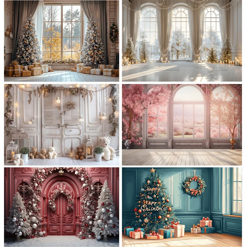 

New Year Christmas Day Digital Photography Backdrop Prop Fireplace Winter Living Room Gift Holiday Photo Studio Background RS-17