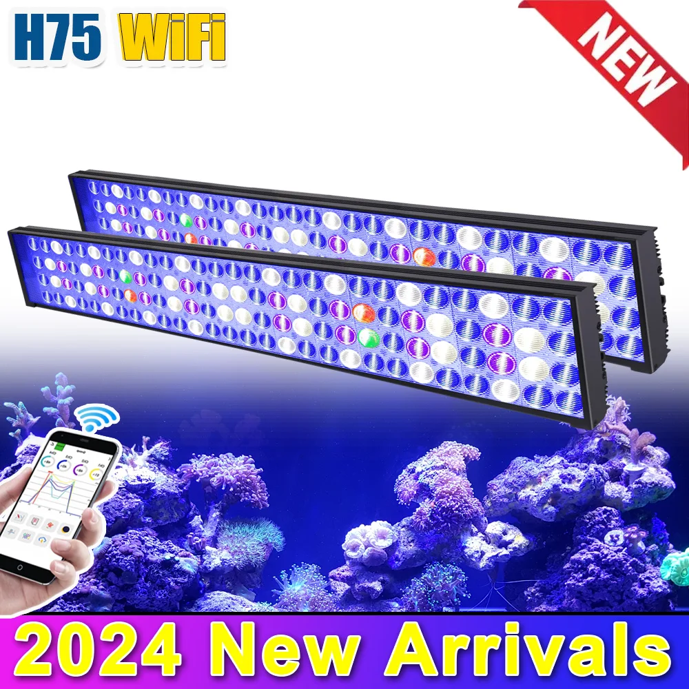 PopBloom-Saltwater LED Aquarium Lighting,Marine Full Spectrum LED Aquarium Lamp for Seawater Reef Fish Tanks,LPS,SPS,60-240cm