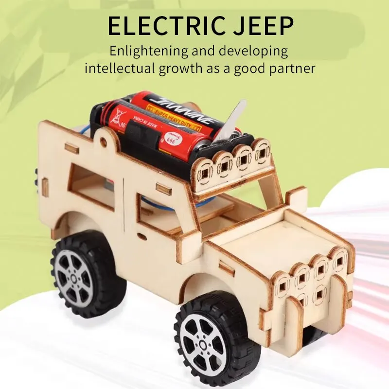 Innowacyjna technologia Mała produkcja Jeep Zabawka elektryczna Student Eksperyment naukowy Ręcznie robiony model DIY