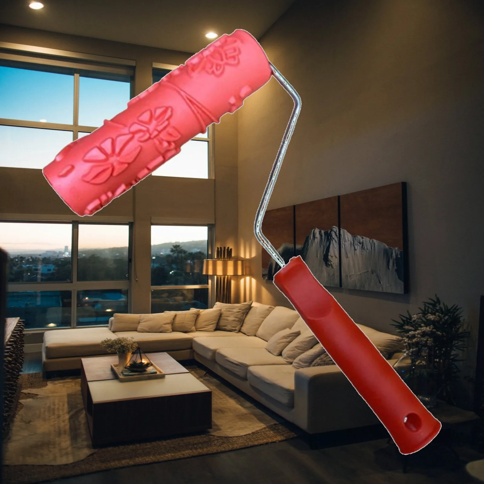 178mm Texture Rubber Paint Roller Brush Comfortable Handle Smooth Rolling Paint
